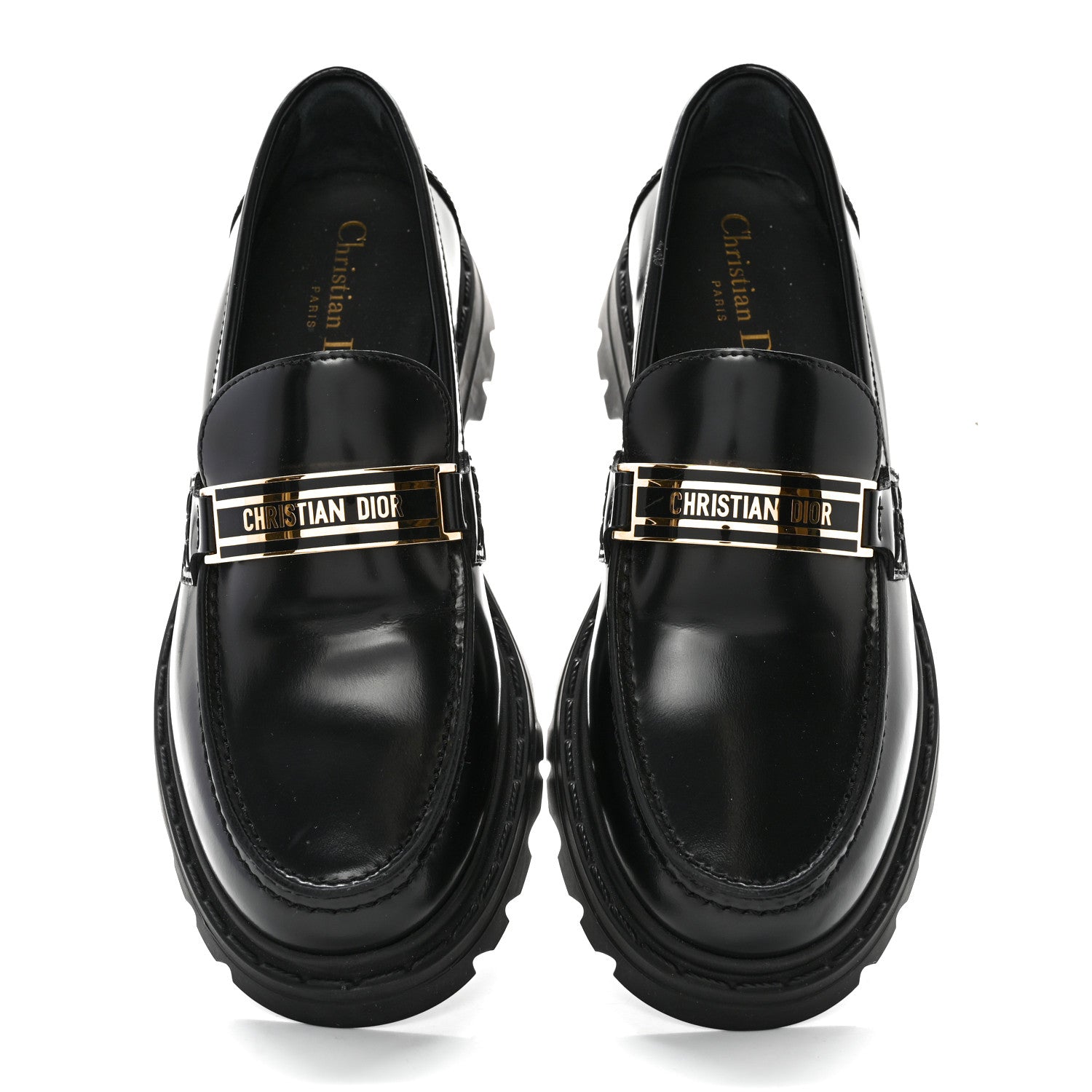Christian Dior Brushed Calfskin Dior Code Lug Sole 15mm Loafers 37 Black 5 of 12