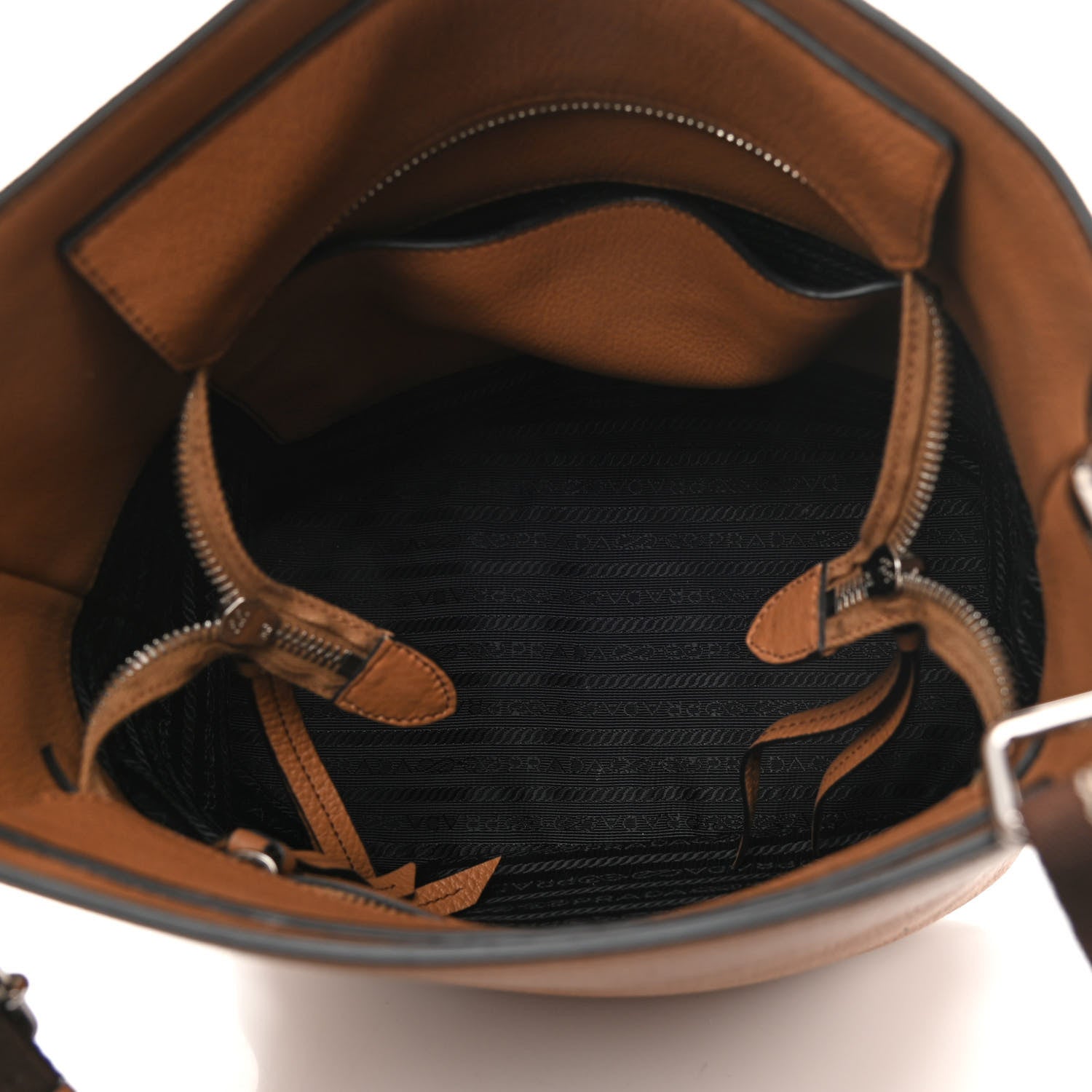 Prada Vitello Phenix Embossed Logo Shoulder Bag Brown 5 of 10