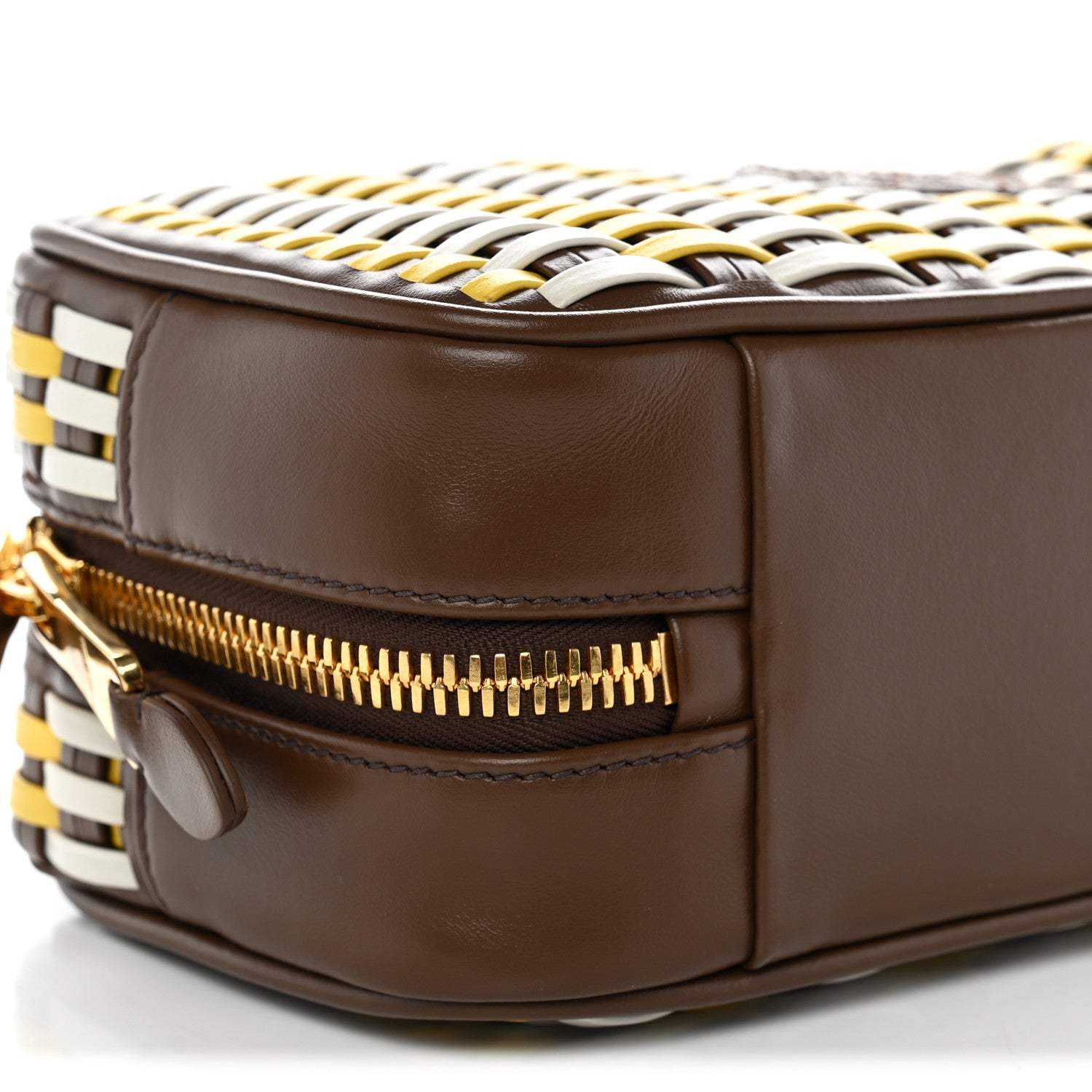 Miu Miu Woven Calfskin Small Beau Top Handle Bag Acero Sole Talco 8 of 9