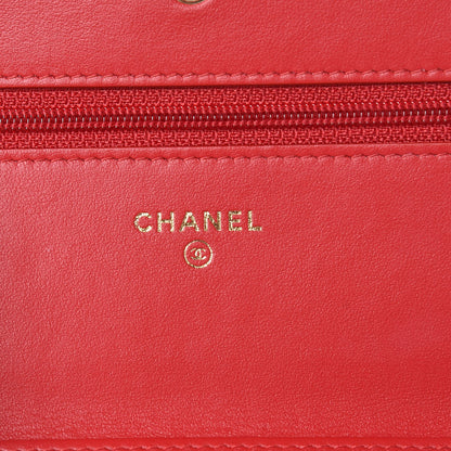 Chanel Caviar Quilted CC Filigree Wallet On Chain WOC Red 8 of 11