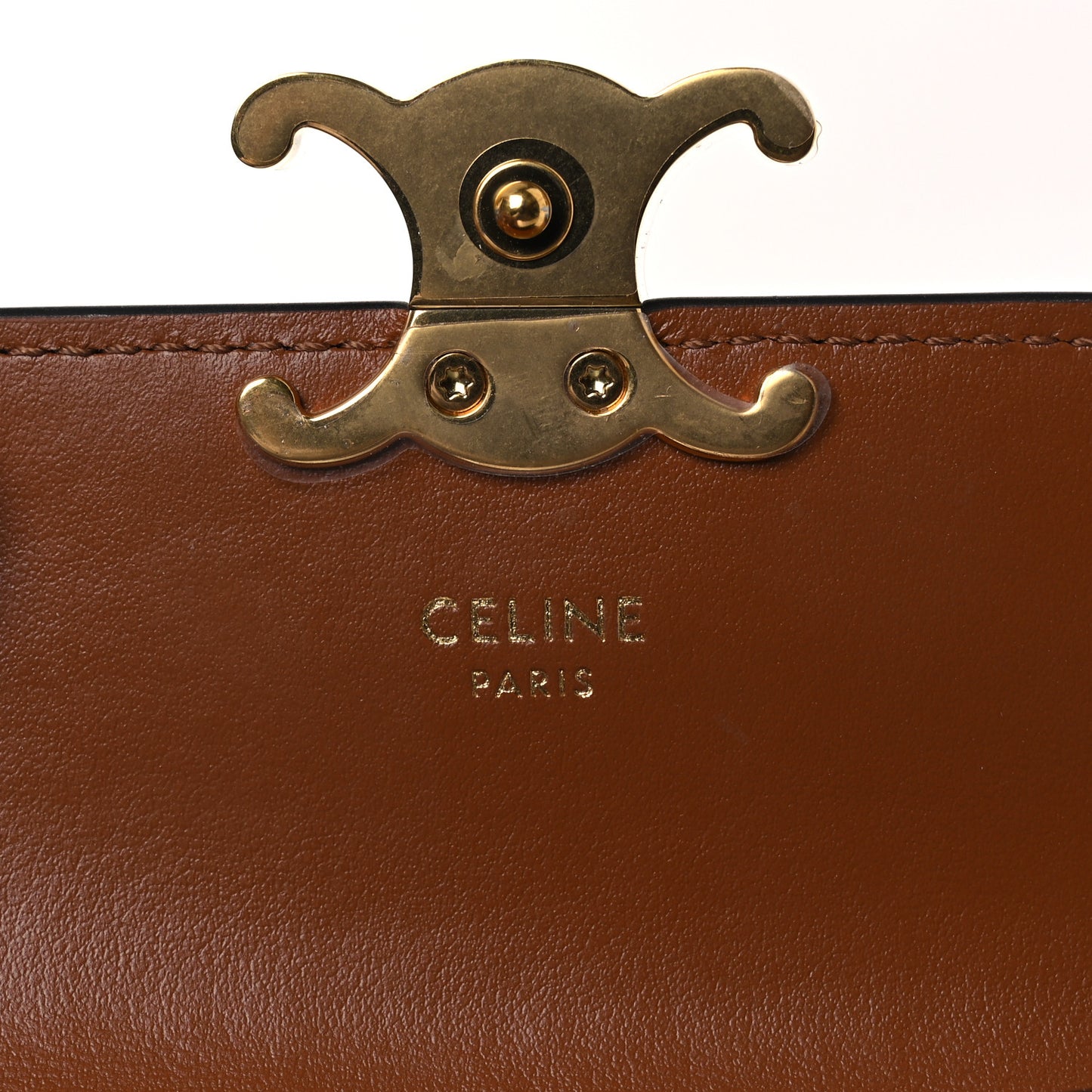 Triomphe Canvas Calfskin Flap Card Holder Tan