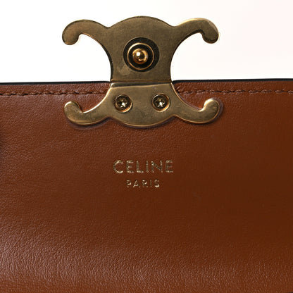 Celine Triomphe Canvas Calfskin Flap Card Holder Tan 6 of 9