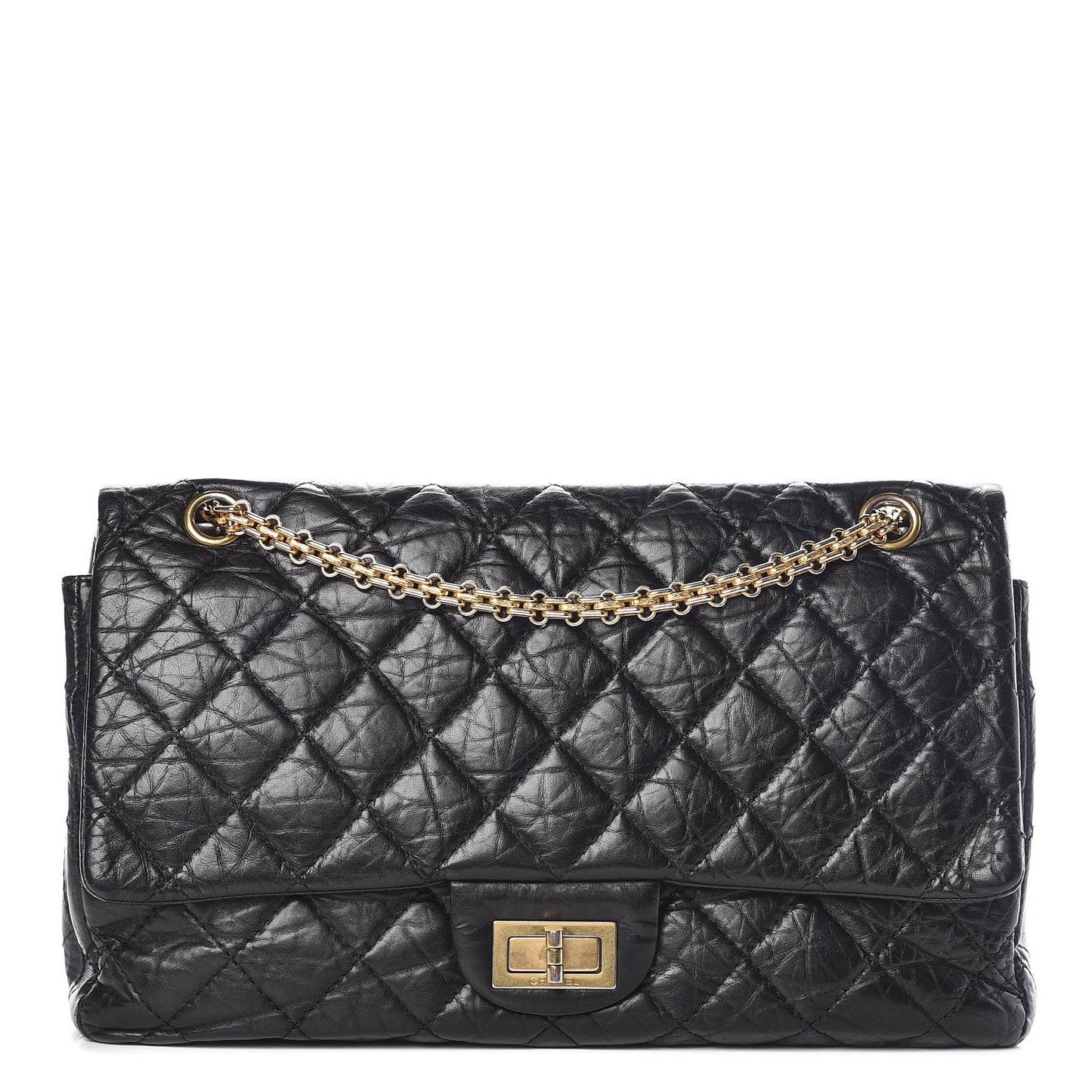 Aged Calfskin Quilted 2.55 Reissue 227 Flap Black