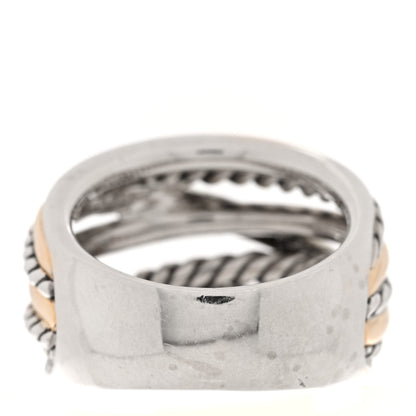 David Yurman Sterling Silver 14K Yellow Gold Wide Crossover Ring 60 9 3 of 4