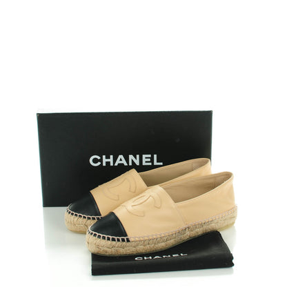 Chanel Lambskin CC Espadrilles 37 Beige Black 5 of 9