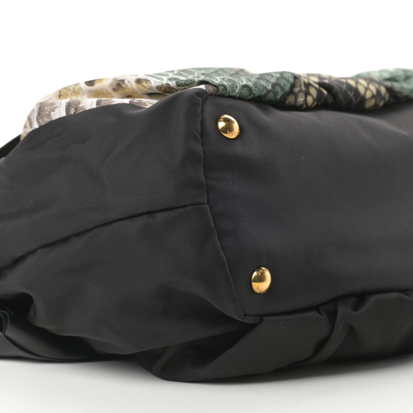 Nylon Python Print Large Bow Bag Verde