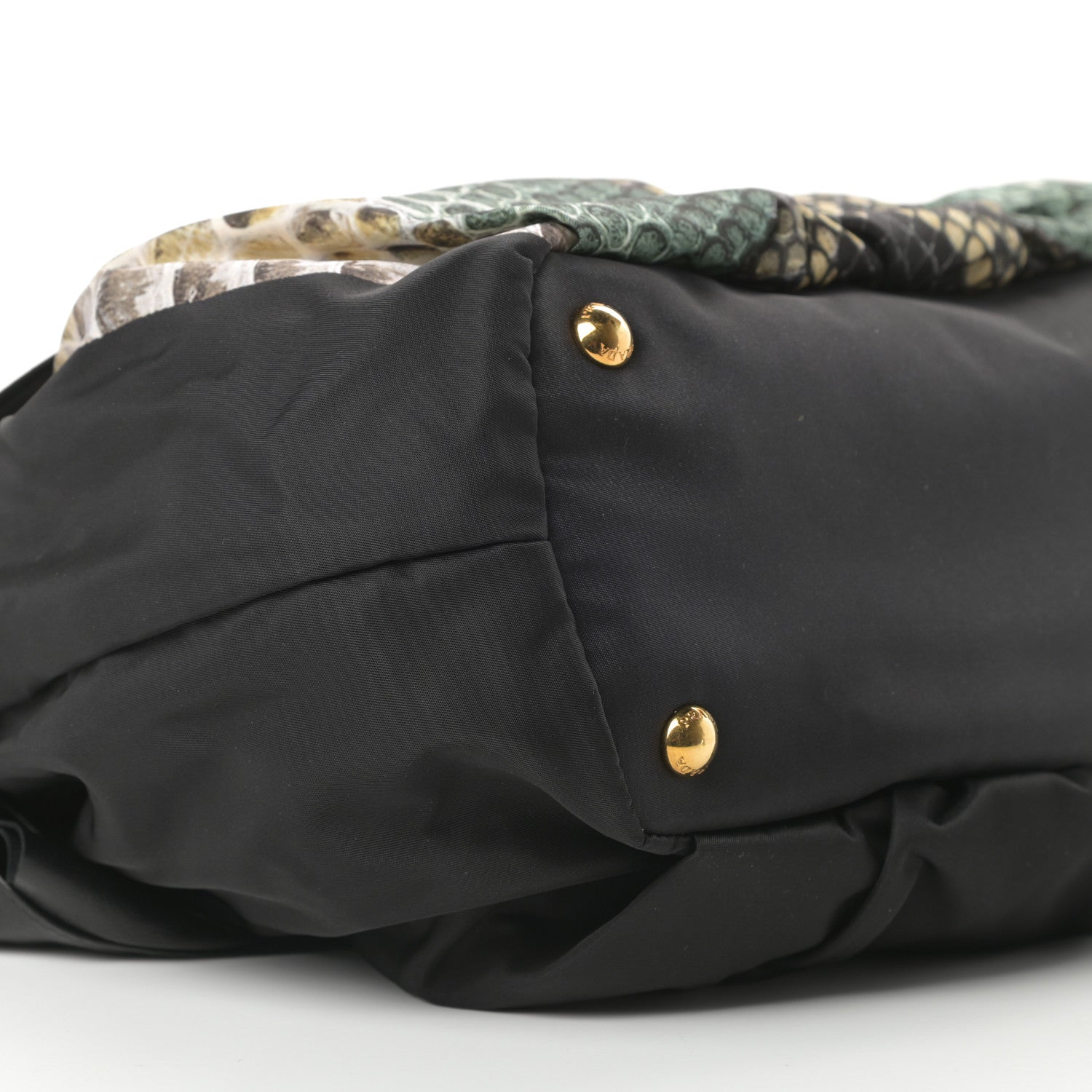 Prada Nylon Python Print Large Bow Bag Verde 9 of 11