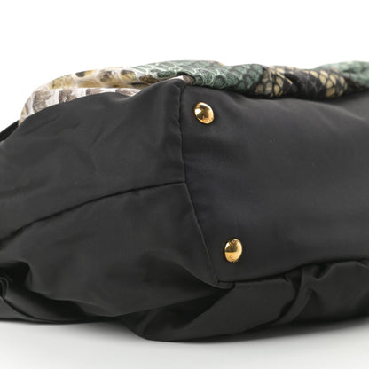 Prada Nylon Python Print Large Bow Bag Verde 9 of 11