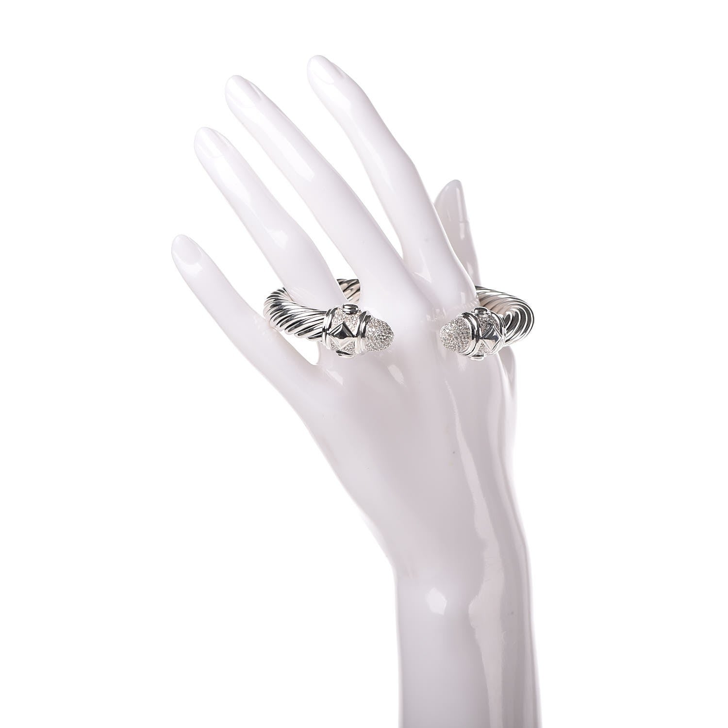 David Yurman Sterling Silver Diamond 10mm Renaissance Bracelet 2 of 5