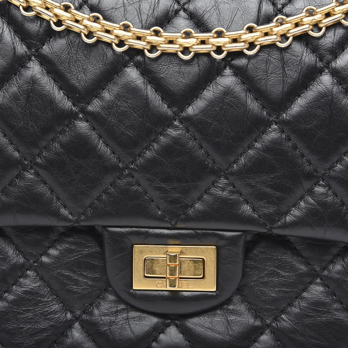 Aged Calfskin Quilted 2.55 Reissue 226 Flap Black