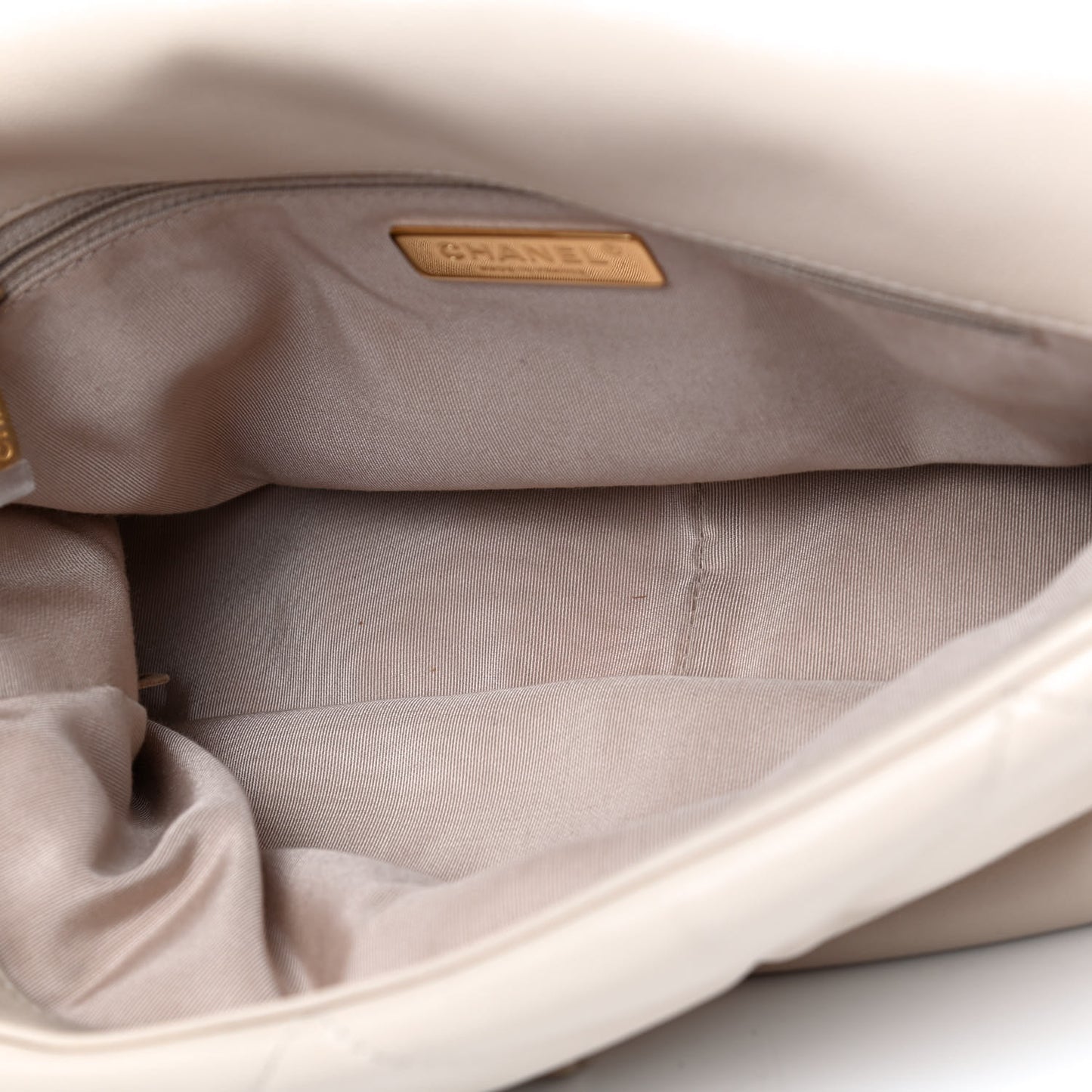 Lambskin Quilted Large Chanel 19 Flap Light Beige
