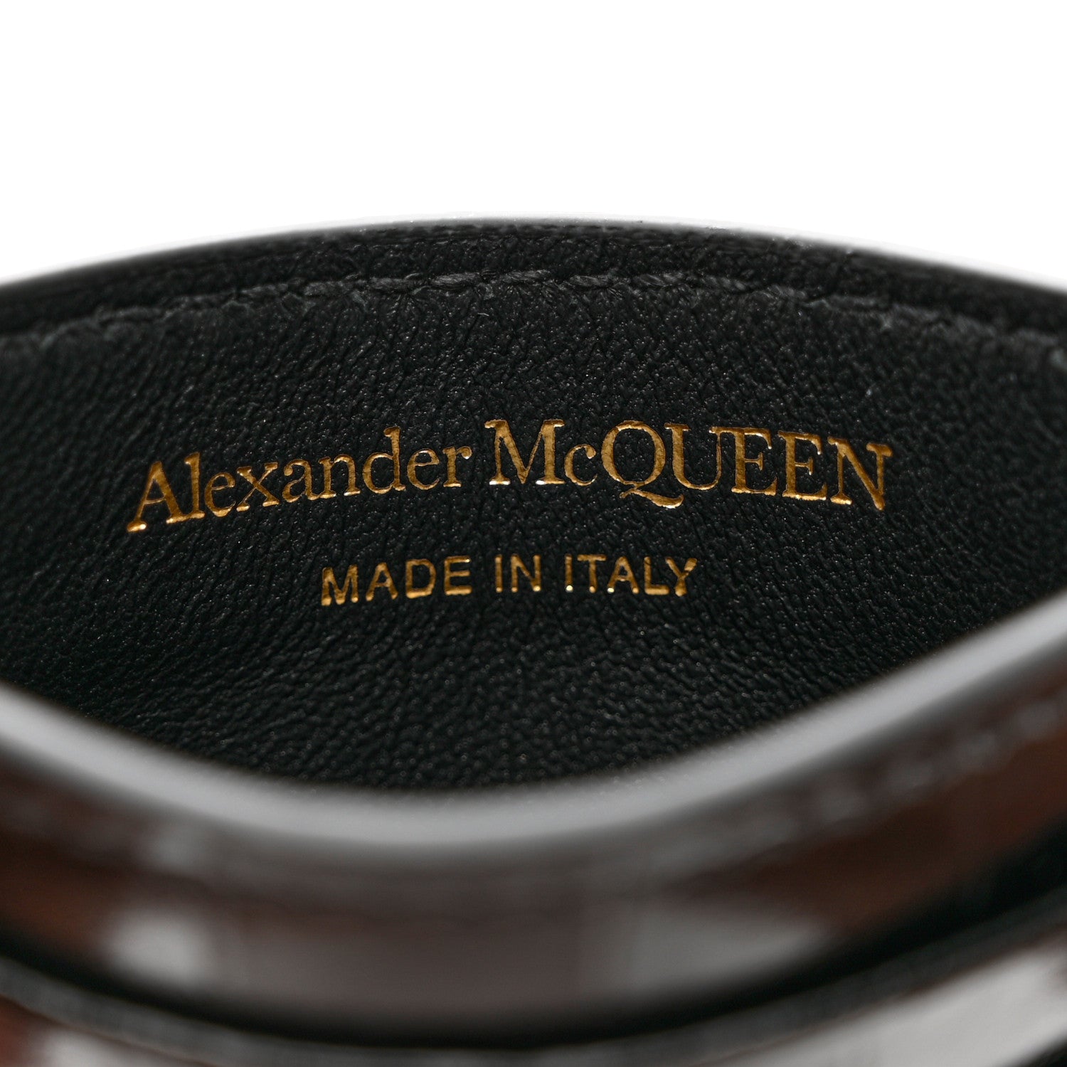 Alexander McQueen Patent Crocodile Embossed Skull Card Holder Black 6 of 6