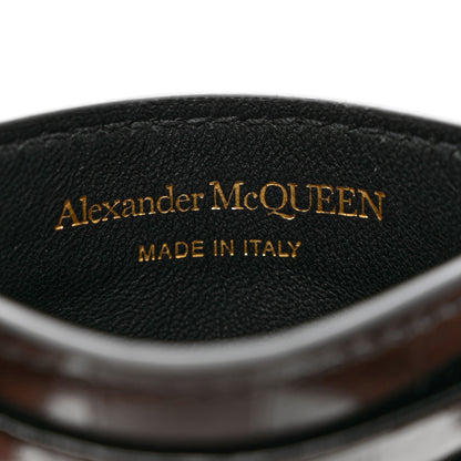Alexander McQueen Patent Crocodile Embossed Skull Card Holder Black 6 of 6