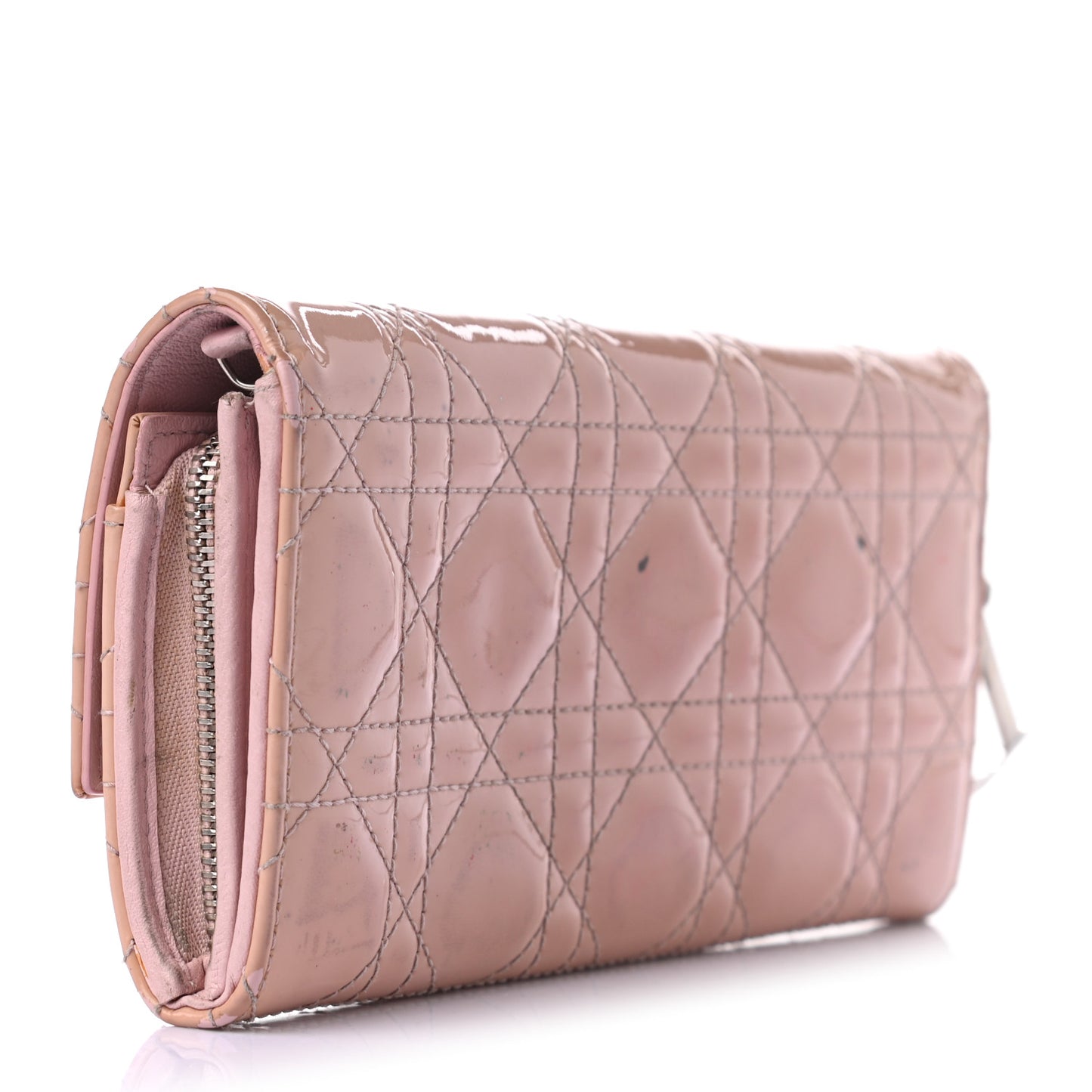 Patent Cannage Lady Dior Rendezvous Wallet On Chain Pink
