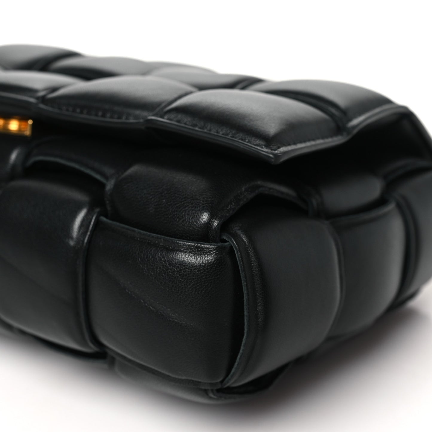 Lambskin Maxi Intreccio Padded Chain Cassette Crossbody Bag Black