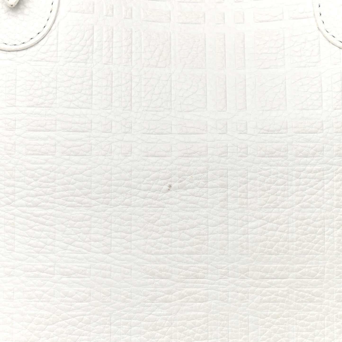 Signature Grain Calfskin Check Embossed Tote White