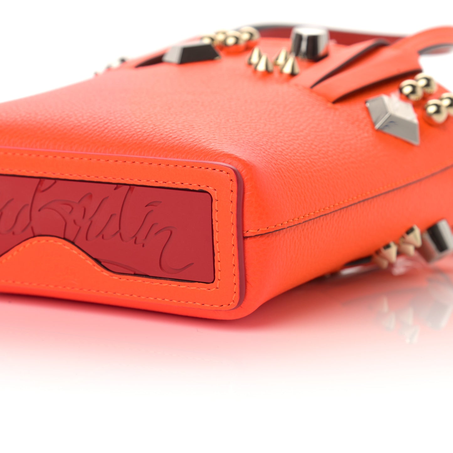 Calfskin Empire Spike Studded Mini North South Cabata Tote Red