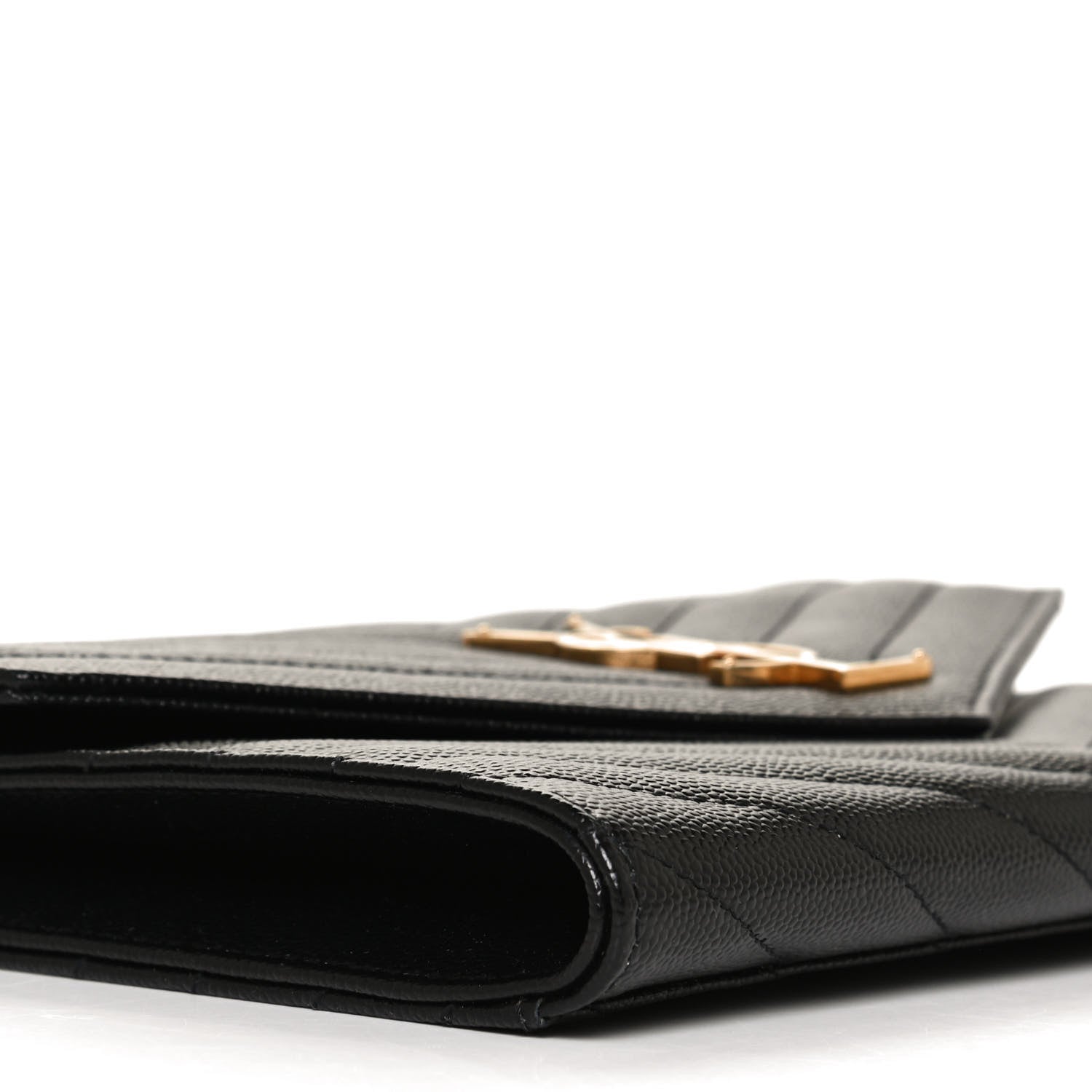 Saint Laurent Grain De Poudre Matelasse Chevron Monogram Envelope Clutch Black 8 of 10