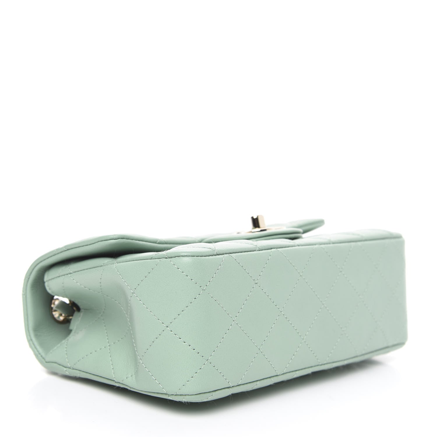 Chanel Lambskin Quilted Mini Rectangular Flap Light Green 4 of 10