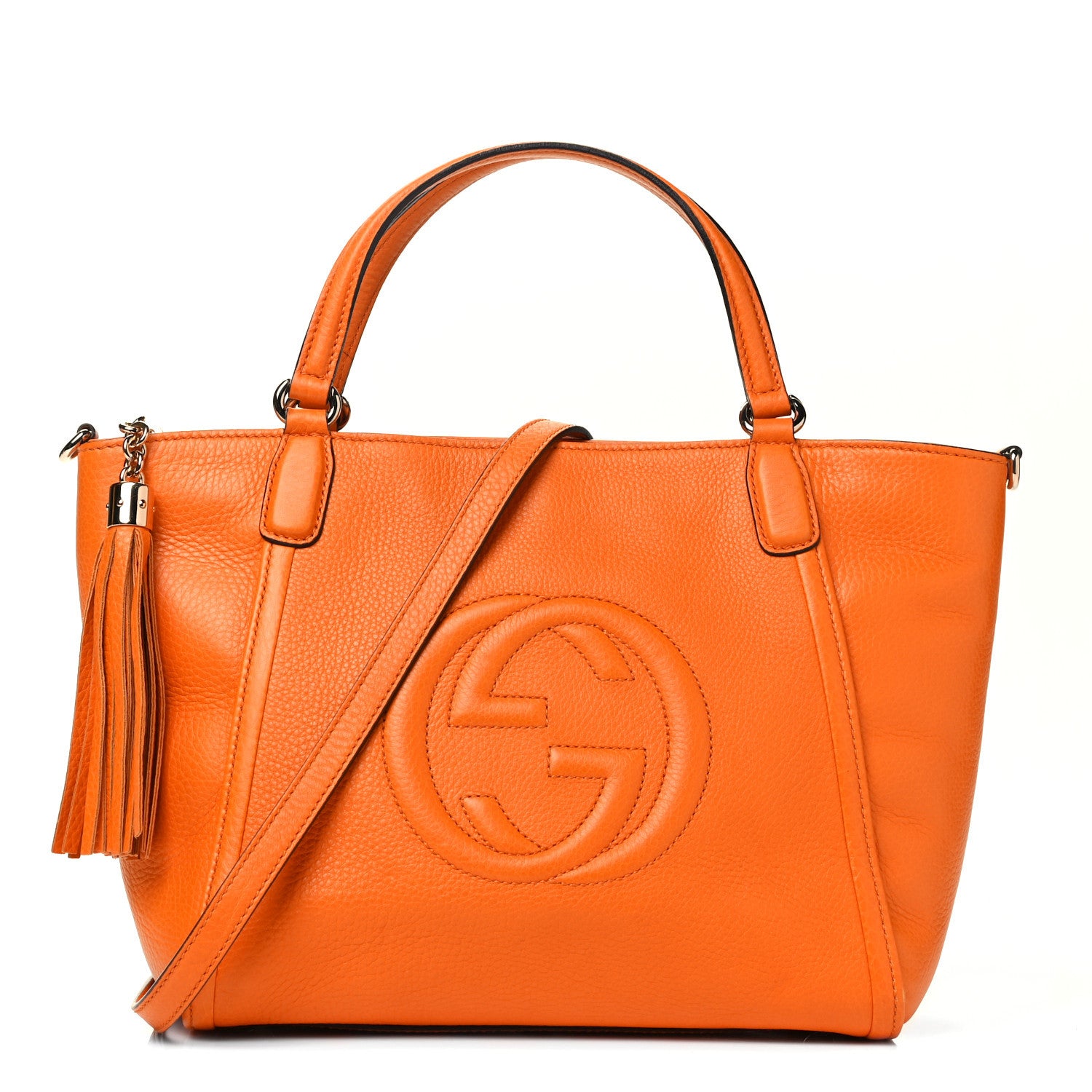 Gucci Pebbled Calfskin Small Soho Top Handle Bag Sun Orange 1 of 4