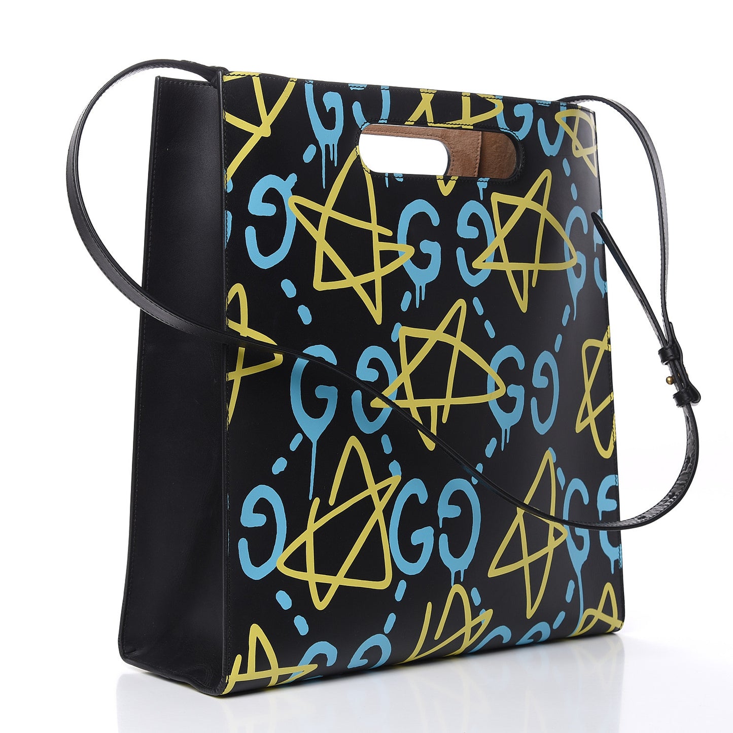 Calfskin GucciGhost Medium XL Tote Black New Acquamarine