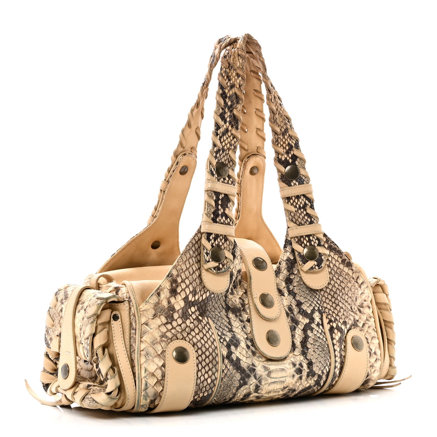Chloe Snakeskin Silverado Shoulder Bag Beige 3 of 11