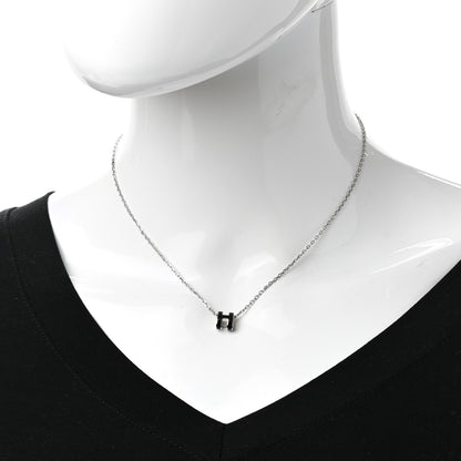 Hermes Lacquered Palladium Mini Pop H Pendant Necklace Black 2 of 7