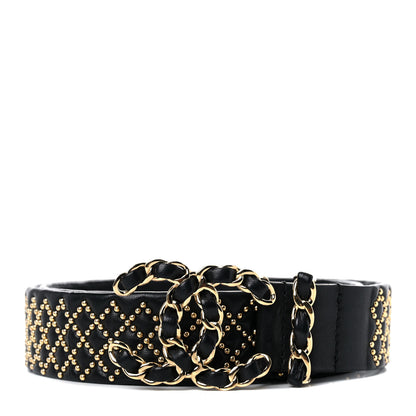 Chanel Lambskin Studded CC Chain Belt 80 32 Black 1 of 7