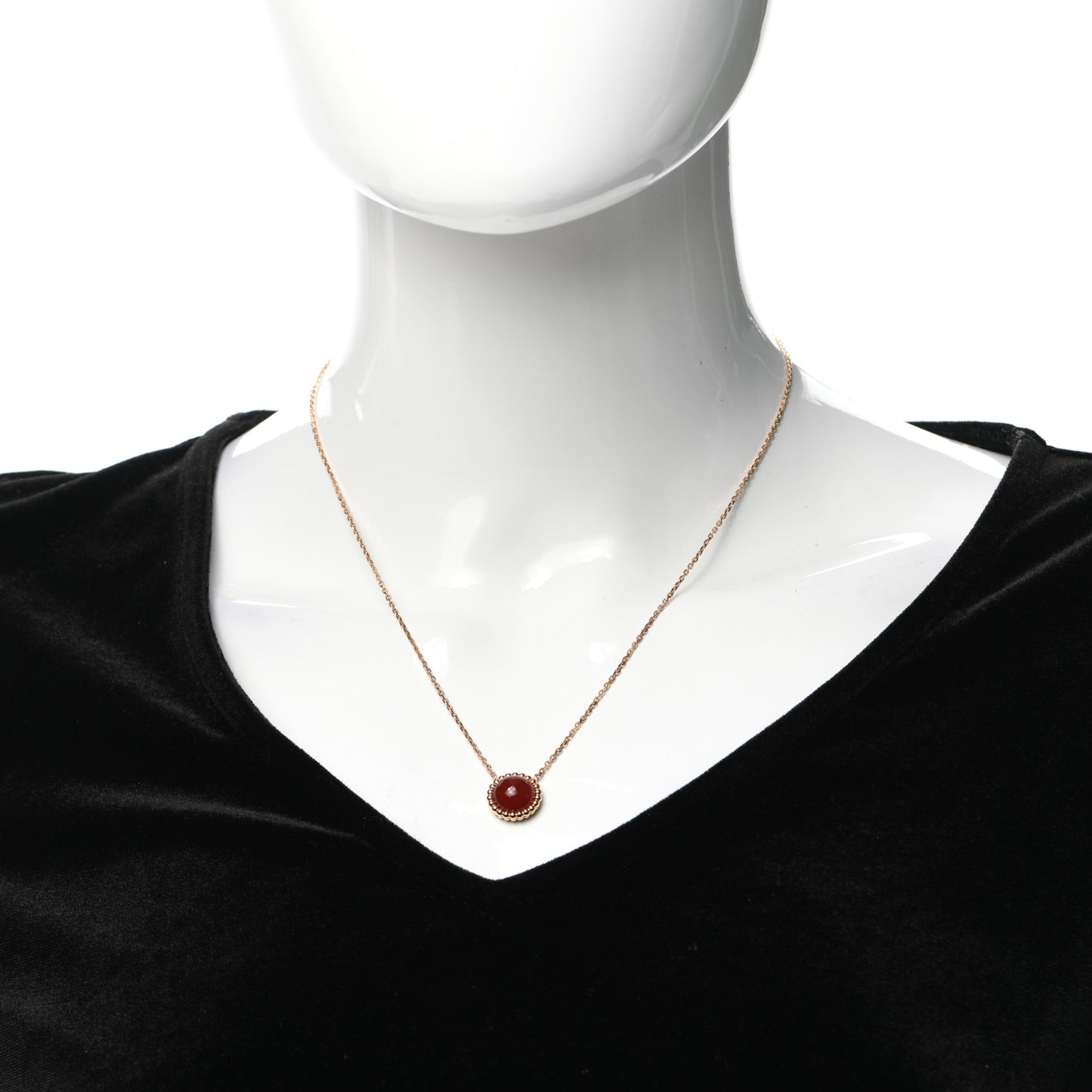 18K Rose Gold Carnelian Perlee Couleurs Pendant Necklace