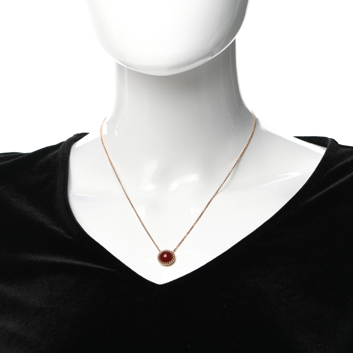 Van Cleef & Arpels 18K Rose Gold Carnelian Perlee Couleurs Pendant Necklace 2 of 7