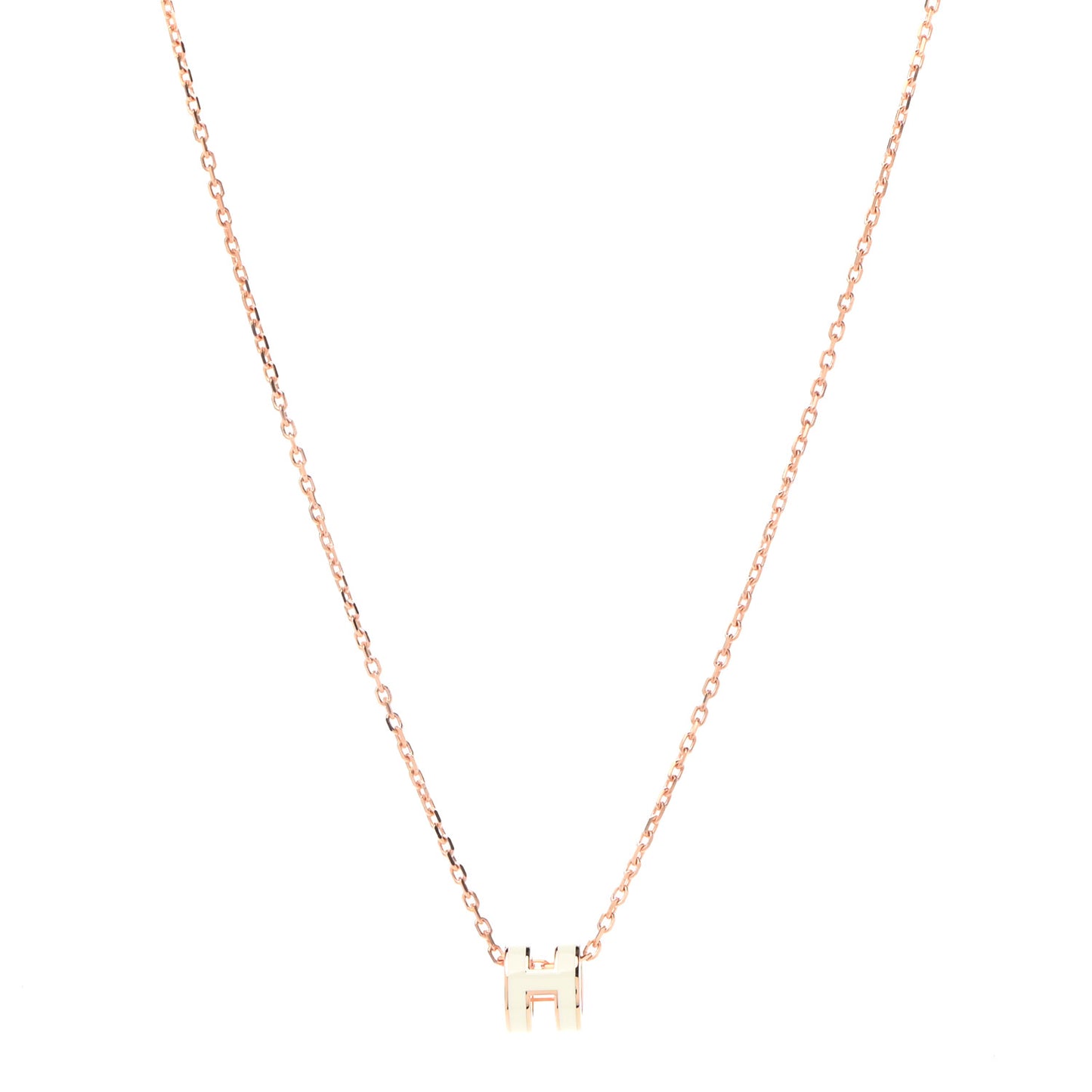 Lacquered Rose Gold Mini Pop H Pendant Necklace White