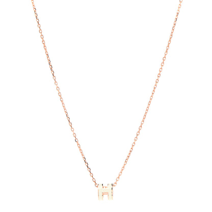 Hermes Lacquered Rose Gold Mini Pop H Pendant Necklace White 1 of 8