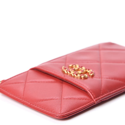 Chanel Shiny Goatskin Quilted 19 Flat Wallet Pouch Red 8 of 9