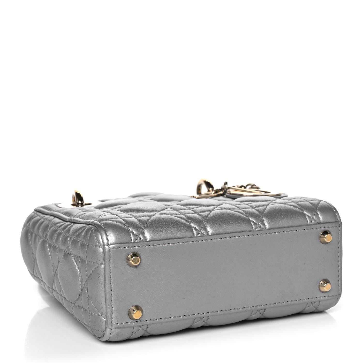 Christian Dior Metallic Lambskin Cannage Mini Lady Dior Grey 4 of 15