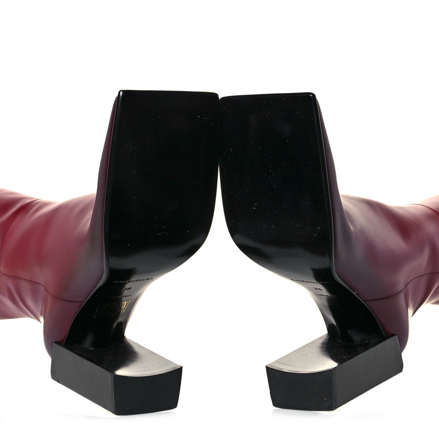 Balenciaga Calfskin Quadro Over The Knee Boots 38 Rouge 5 of 11