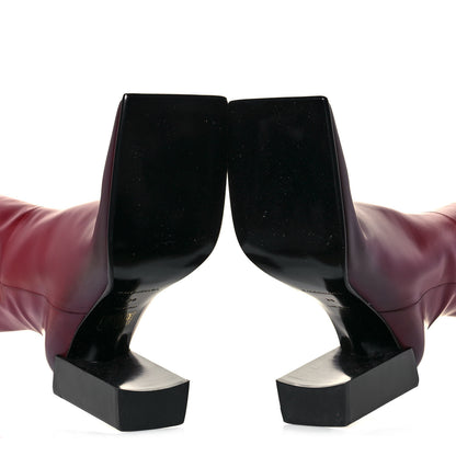 Balenciaga Calfskin Quadro Over The Knee Boots 38 Rouge 5 of 11
