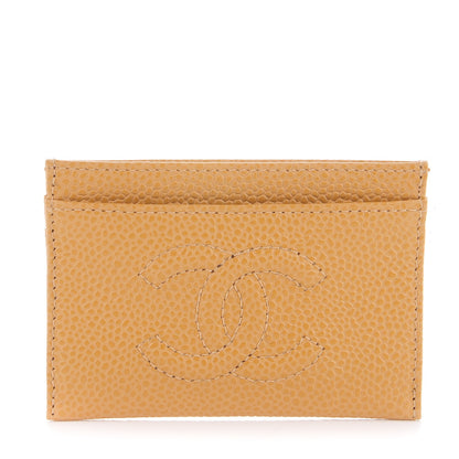 Chanel Caviar Timeless CC Card Holder Beige 1 of 8