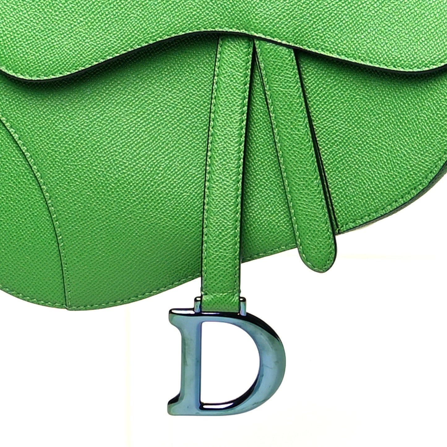 Grained Calfskin Saddle Bag Green