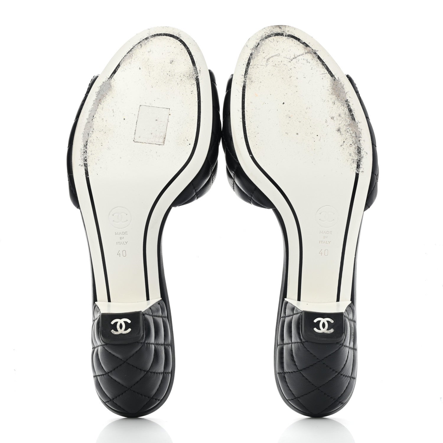 Chanel Lambskin Quilted Textured CC Mules 40 Black 5 of 9
