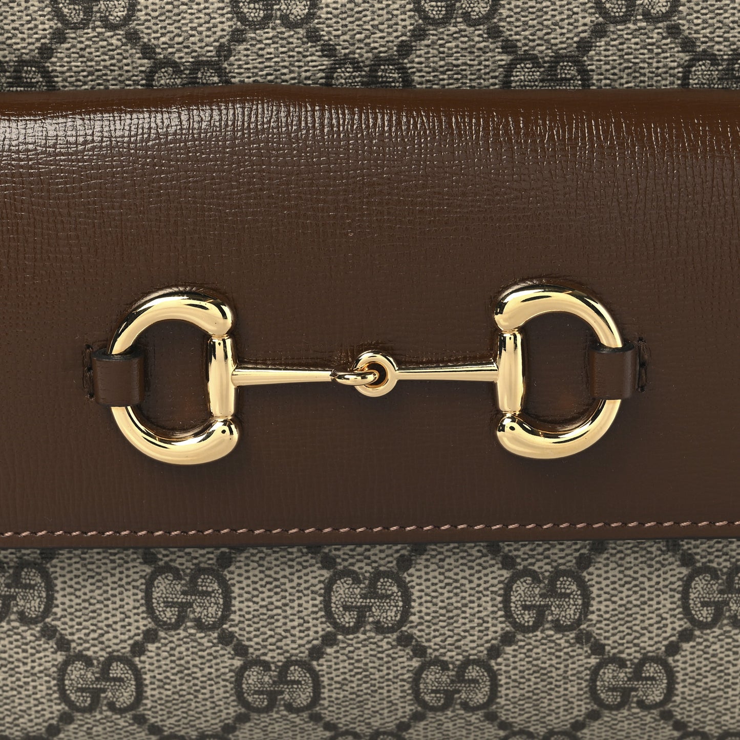 GG Supreme Monogram Small Horsebit 1955 Shoulder Bag Beige Brown Sugar