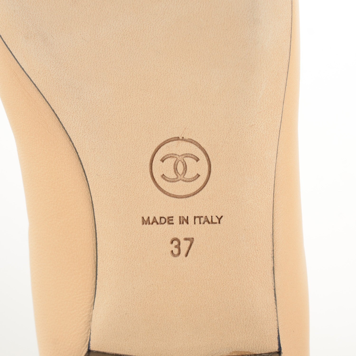 Chanel Lambskin Cap Toe Ballerina Flats 37 Beige Black 6 of 7