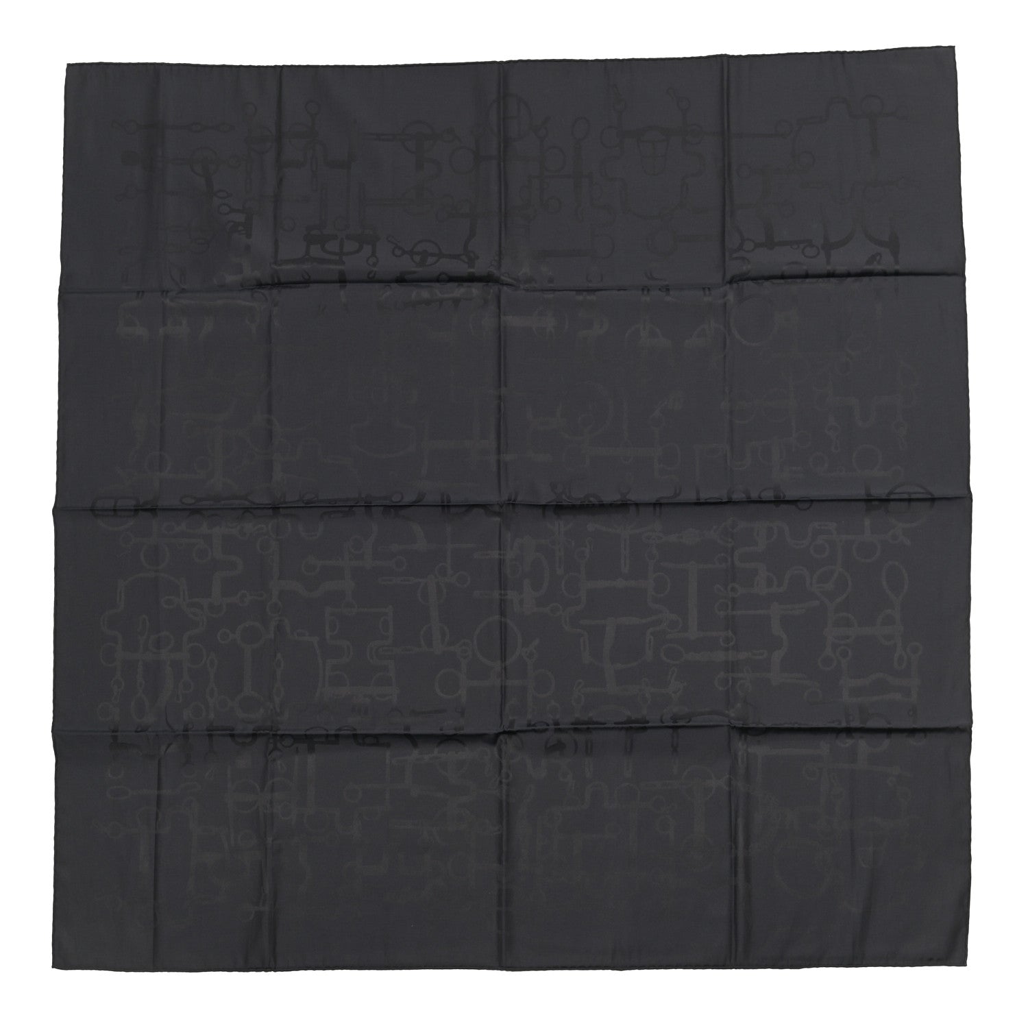 Hermes Silk Cotton Collection Equestre Scarf 100 Black 1 of 3
