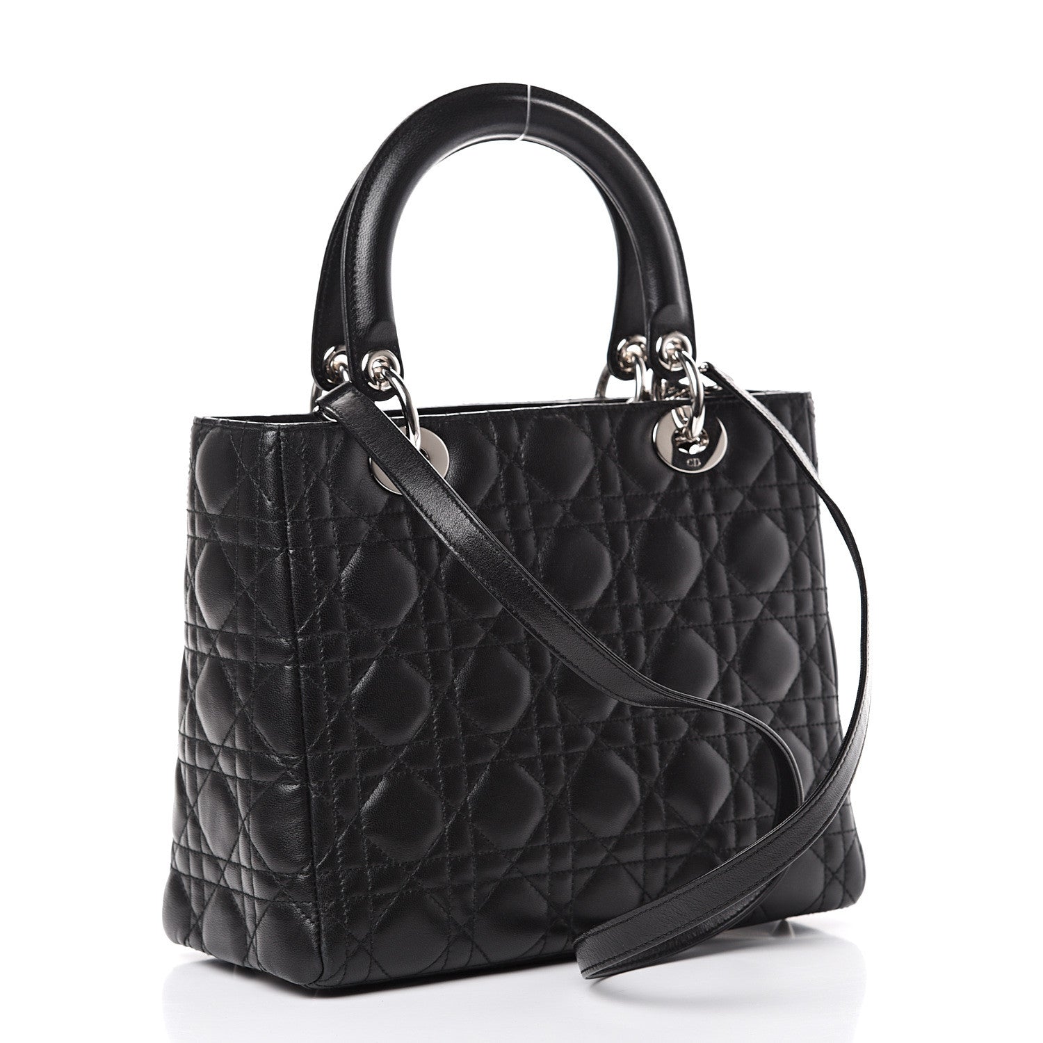 Christian Dior Lambskin Cannage Medium Lady Dior Black 2 of 13