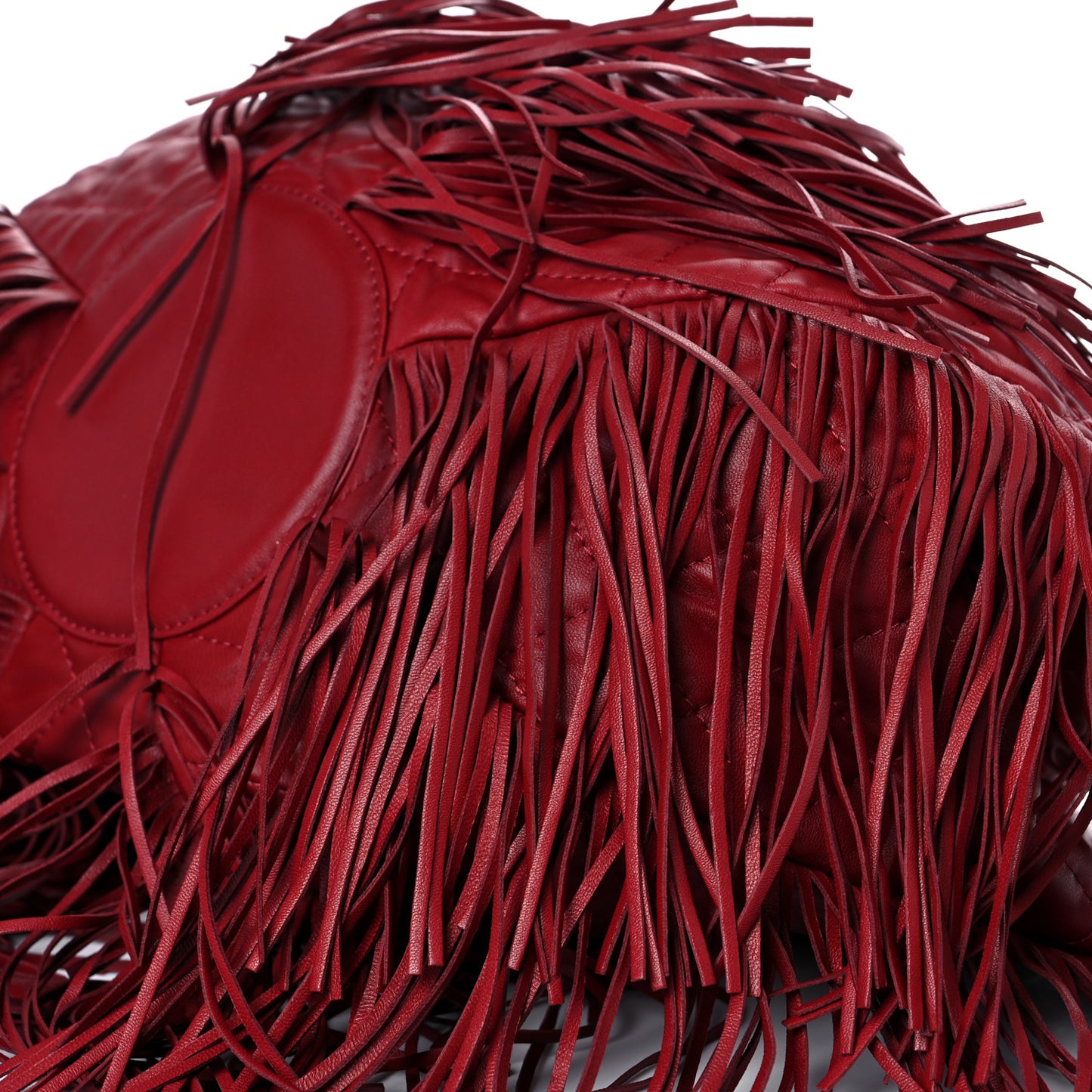 Lambskin Quilted Western Baluchon Fringe Bag Red