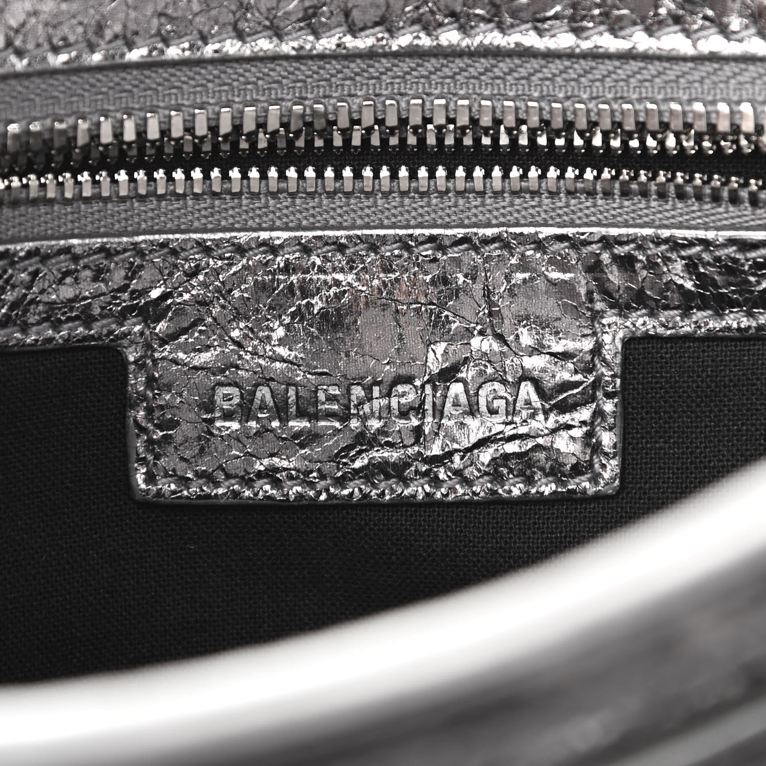 Balenciaga Agneau Arena Crystal Neo Cagole Handbag XS Silver 10 of 19