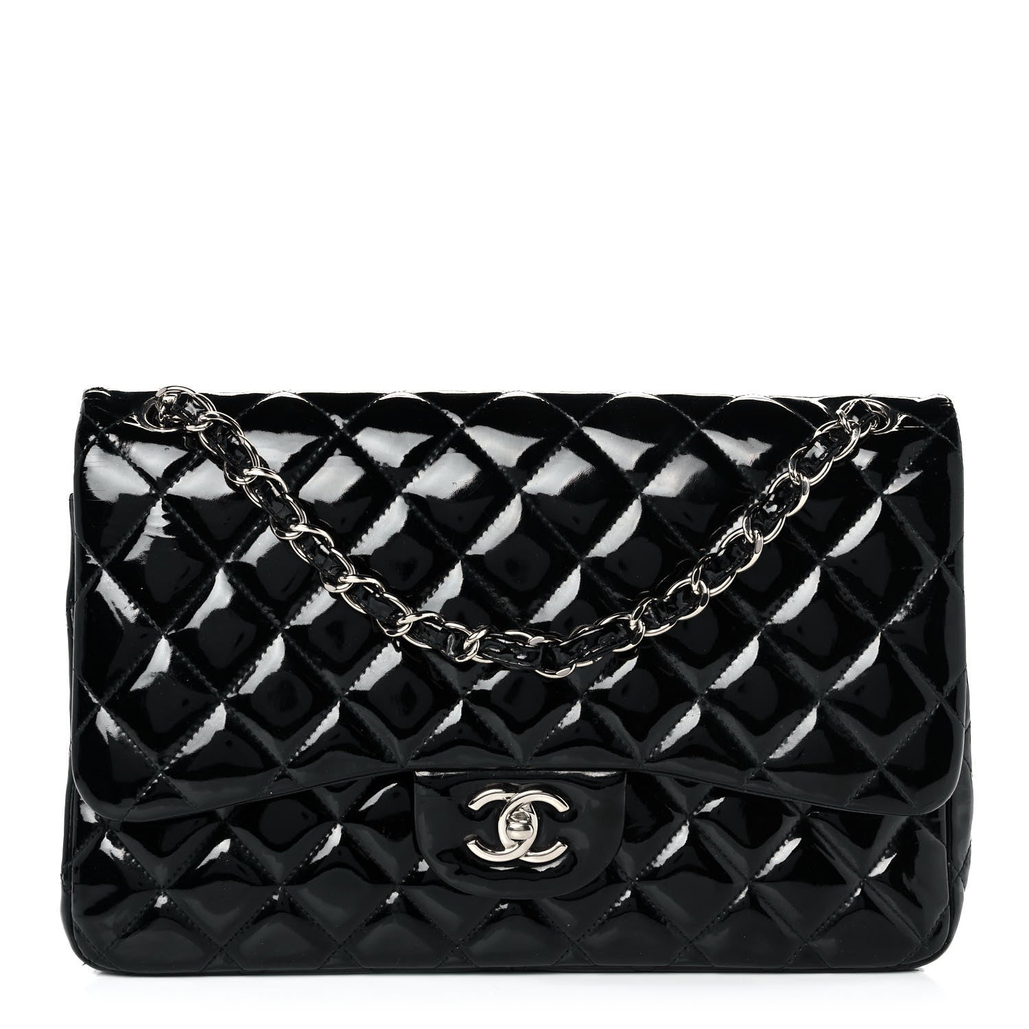 Chanel Patent Quilted Jumbo Double Flap Black 1 of 9