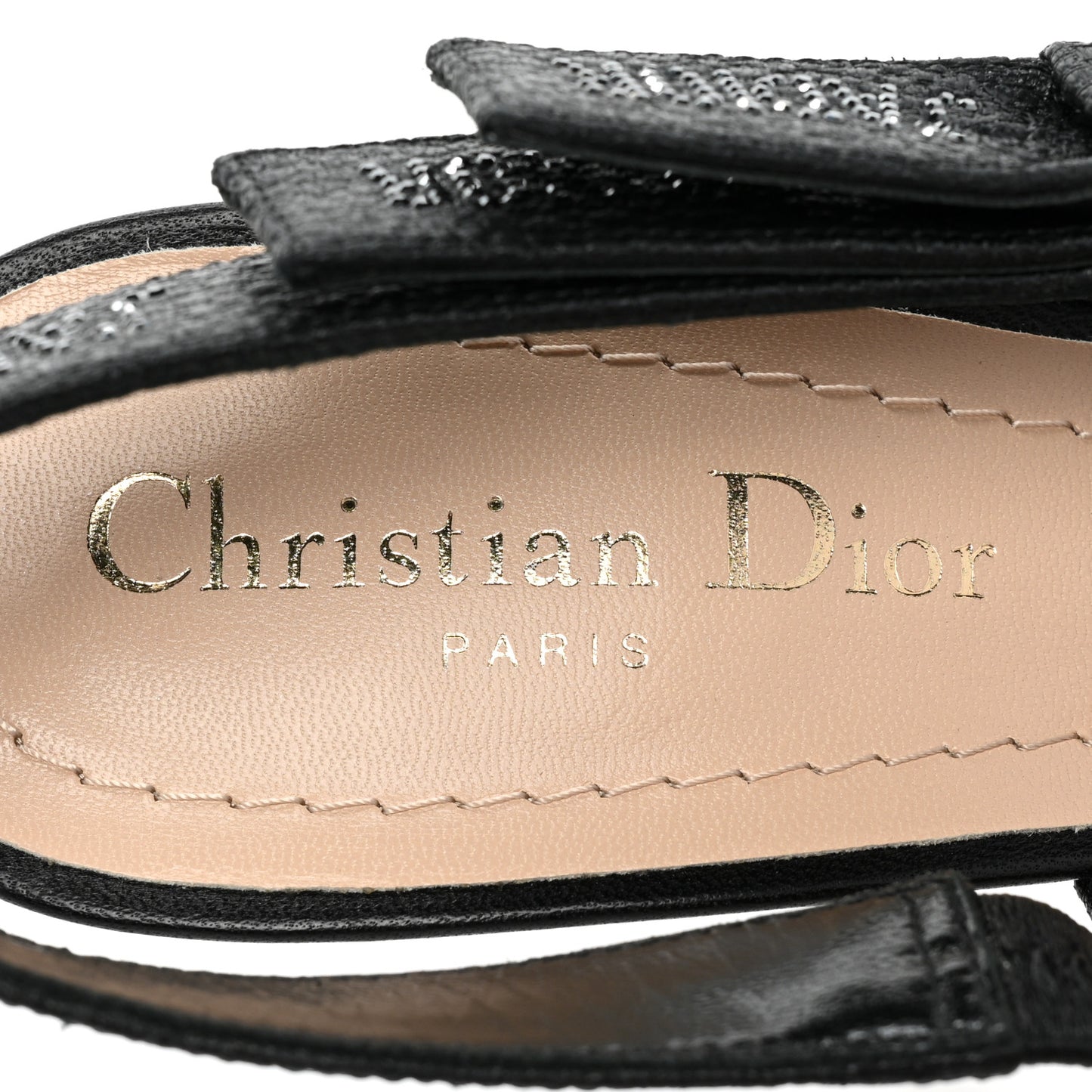 Fabric Crystal Ribbon Studded J'Adior Slingback 100mm Pumps 37 Black