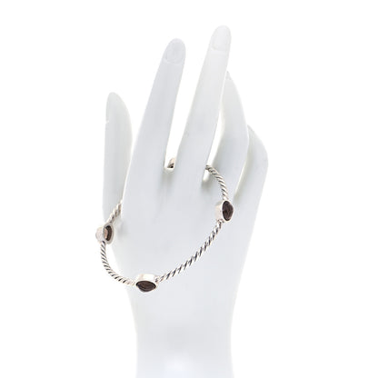 David Yurman Sterling Silver Smoky Quartz Color Classics 4 Station Bangle Bracelet 2 of 6