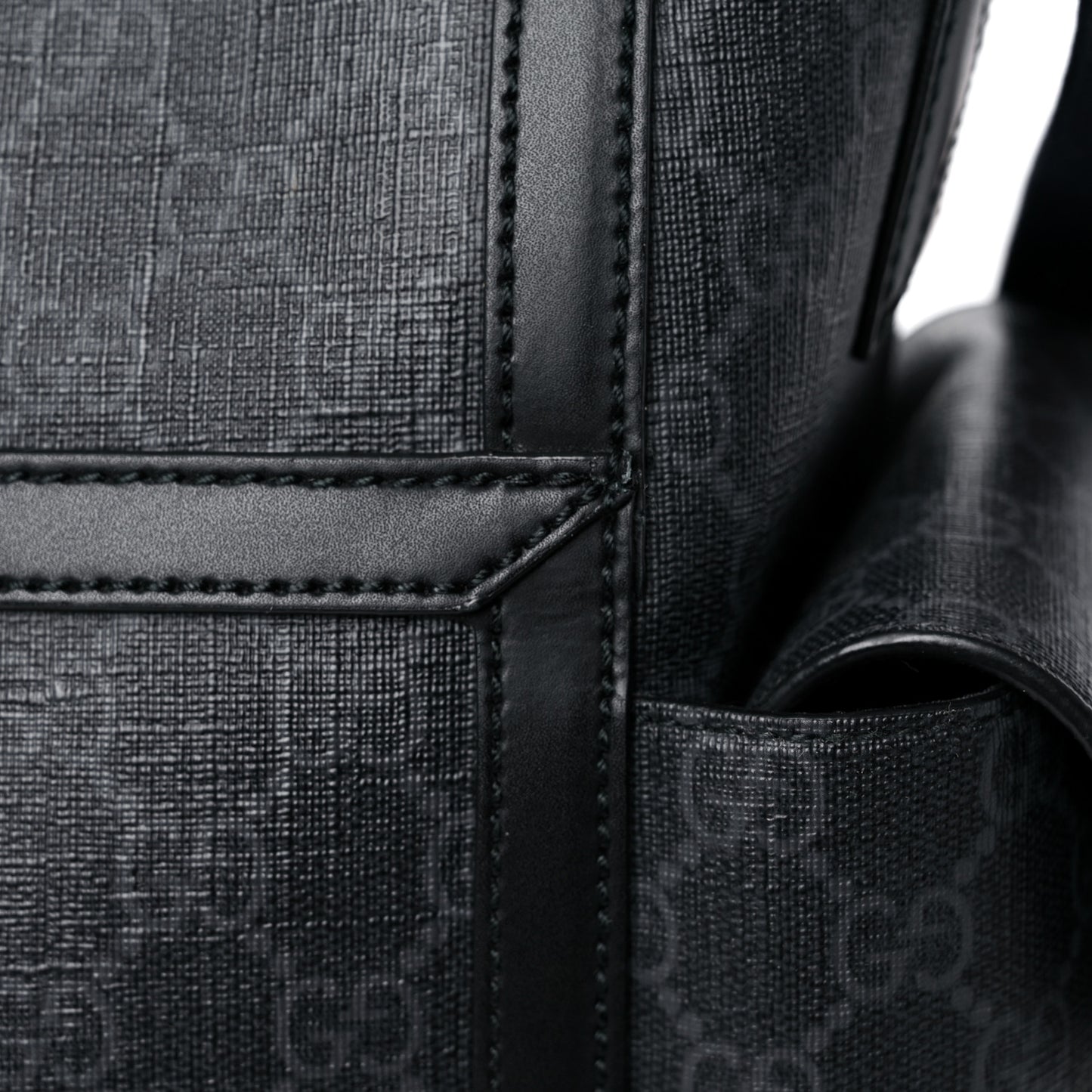 GG Supreme Monogram Web Messenger Diaper Bag Black Grey