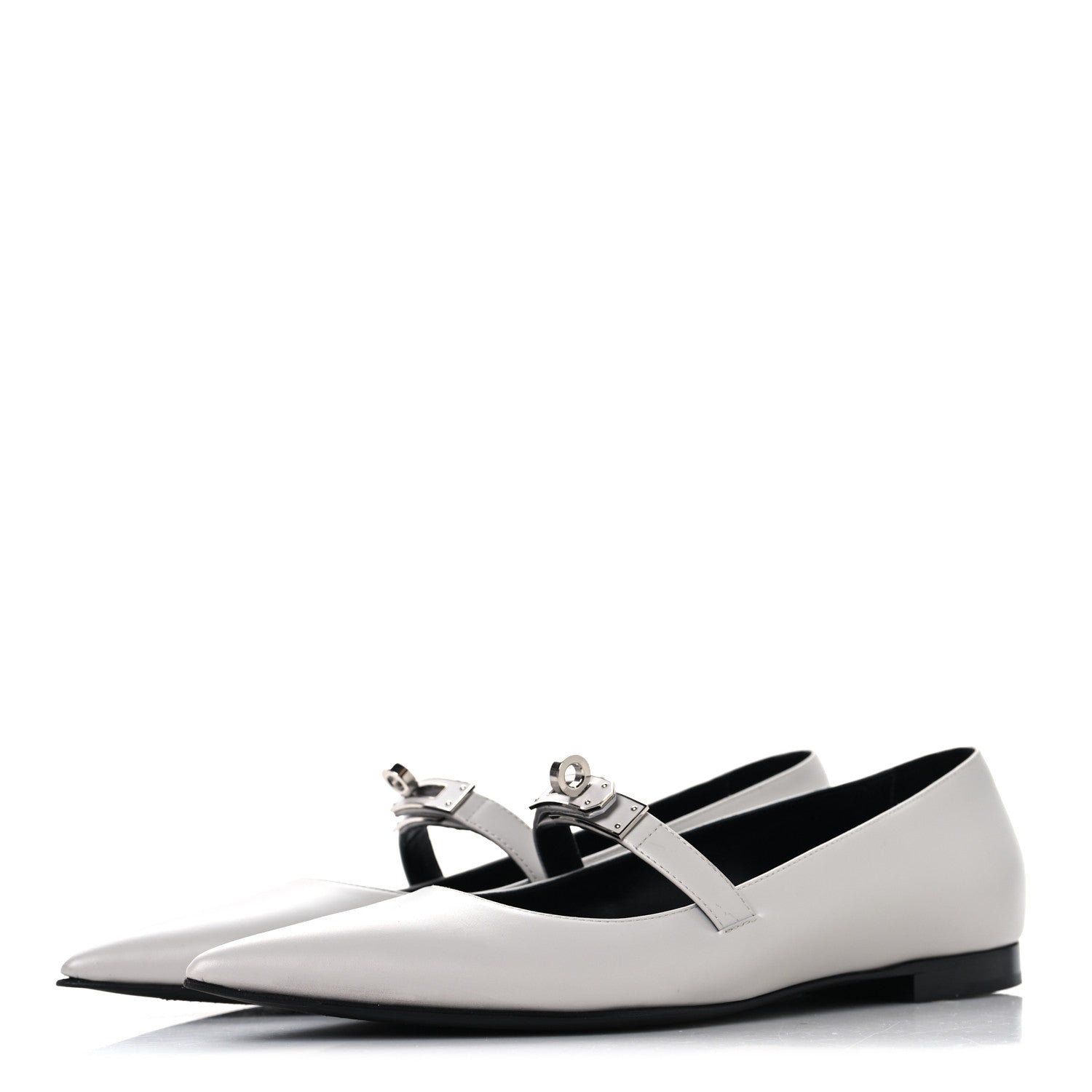 Hermes Calfskin Kelly Ballet Flat 37.5 Gris Clair 4 of 9